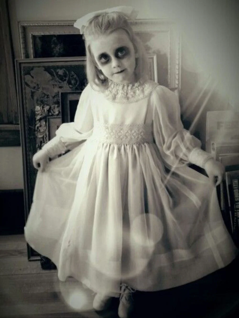 Creepy Victorian Pink Floral Dress For Costume